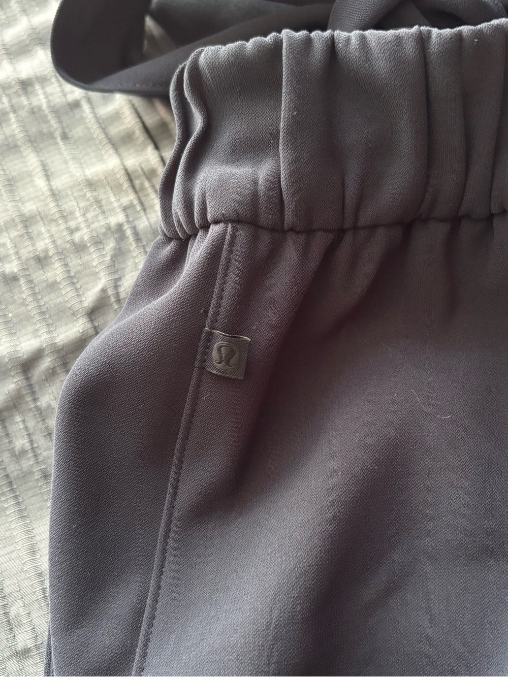 Lululemon Woven Noir Dress Pants Womens 6 navy blue High Wide Leg Tie Belt - Picture 6 of 7